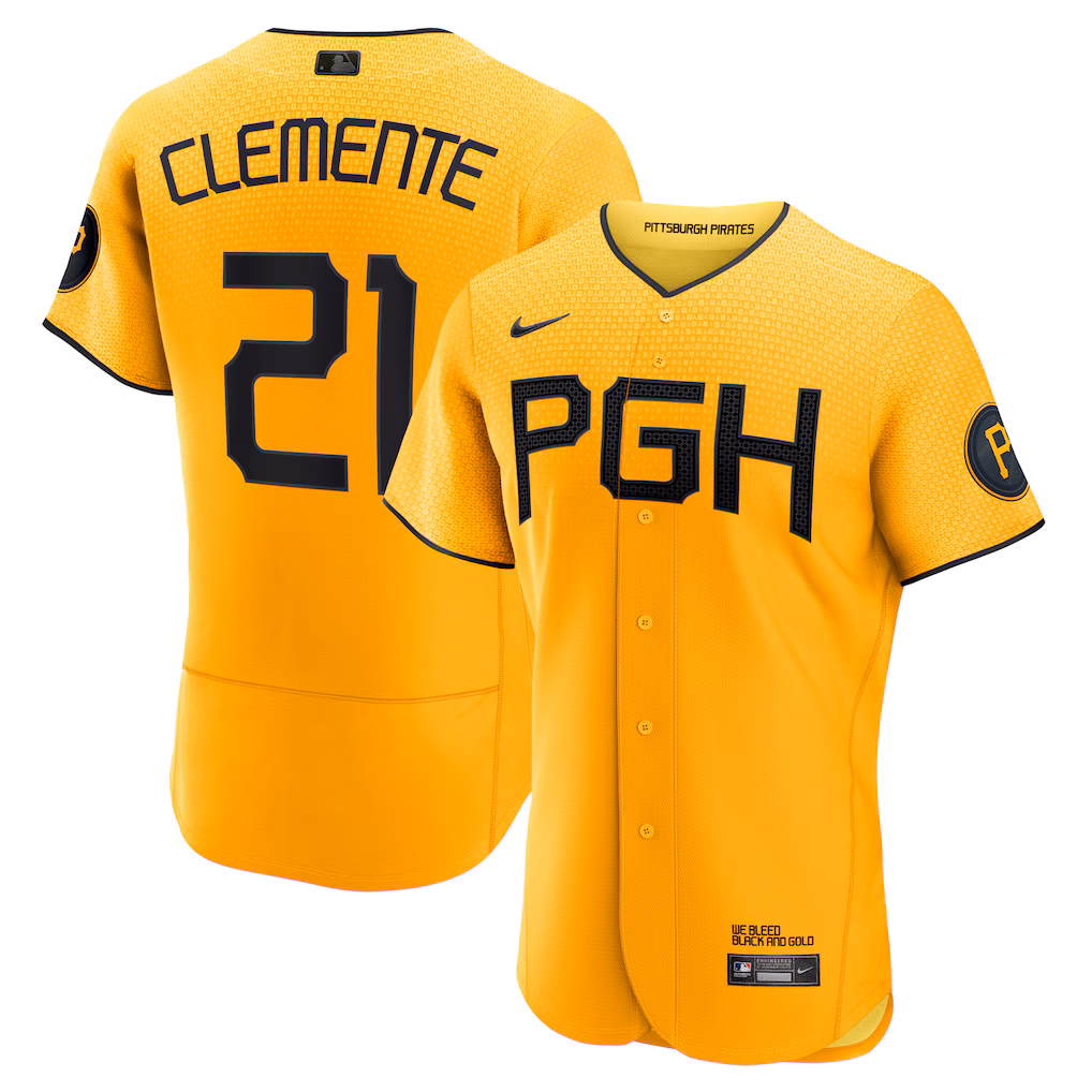 Men's Pittsburgh Pirates Roberto Clemente Nike Gold City Connect Authentic Player Jersey
