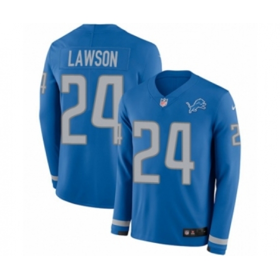 Men's Nike Detroit Lions #24 Nevin Lawson Limited Blue Therma Long Sleeve NFL Jersey - Ujersey