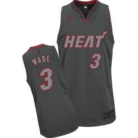 Men's Adidas Miami Heat #3 Dwyane Wade Swingman Grey Graystone Fashion NBA Jersey - Ujersey