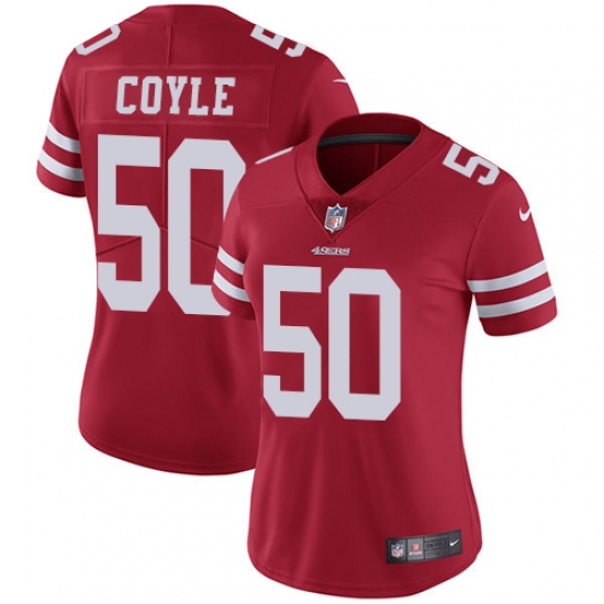 Women Nike San Francisco 49ers #50 Brock Coyle Red Team Color Vapor Untouchable Elite Player NFL Jersey - Ujersey