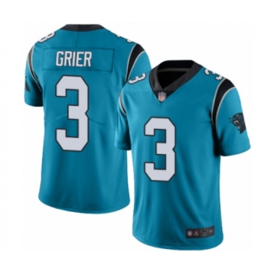 Youth Carolina Panthers #3 Will Grier Limited Blue Rush Vapor Untouchable Football Jersey - Ujersey