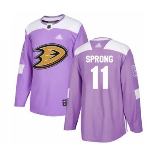 Youth Anaheim Ducks #11 Daniel Sprong Authentic Purple Fights Cancer Practice Hockey Jersey - Ujersey