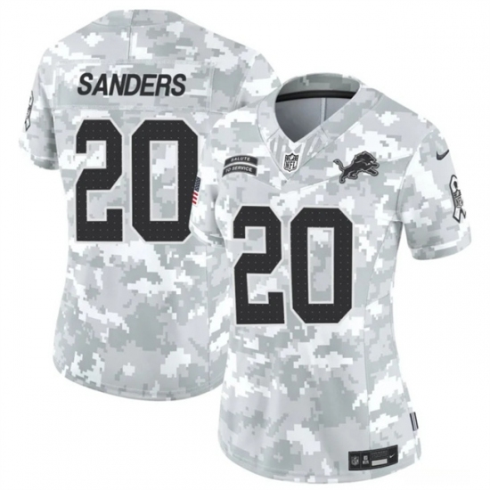 Women's Detroit Lions #20 Barry Sanders 2024 F.U.S.E Arctic Camo Salute To Service Limited Stitched Jersey(Run Small) - Ujersey