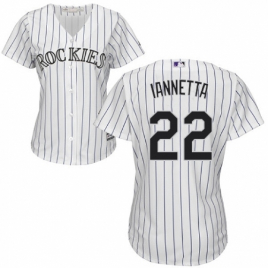 Women's Majestic Colorado Rockies #22 Chris Iannetta Replica White Home Cool Base MLB Jersey - Ujersey