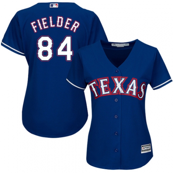Women's Majestic Texas Rangers #84 Prince Fielder Replica Royal Blue Alternate 2 Cool Base MLB Jersey - Ujersey