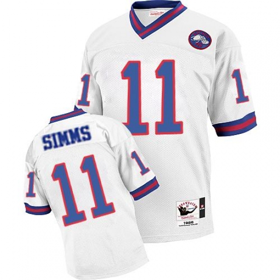Mitchell and Ness New York Giants #11 Phil Simms White Authentic Throwback NFL Jersey - Ujersey