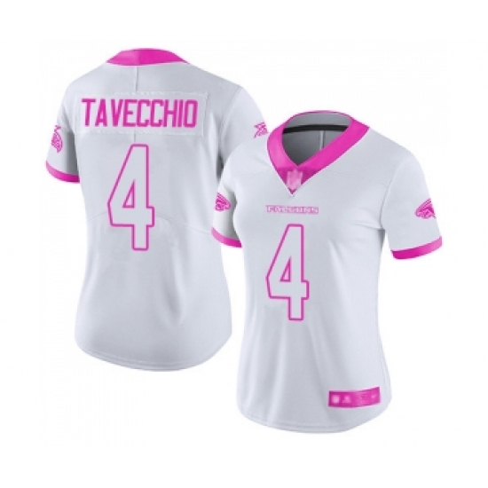 Women's Atlanta Falcons #4 Giorgio Tavecchio Limited White Pink Rush Fashion Football Jersey - Ujersey