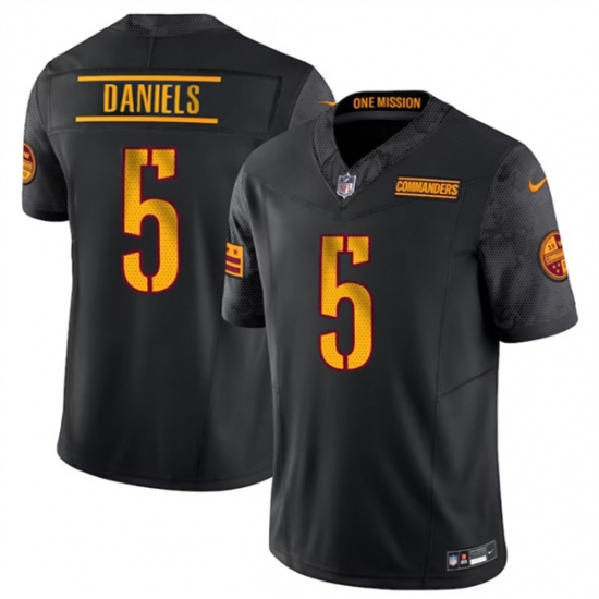 Men's Washington Commanders #5 Jayden Daniels Black 2024 F.U.S.E. Vapor Limited Football Stitched Jersey - Ujersey