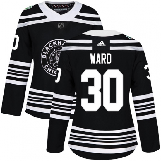 Women's Adidas Chicago Blackhawks #30 Cam Ward Authentic Black 2019 Winter Classic NHL Jersey - Ujersey