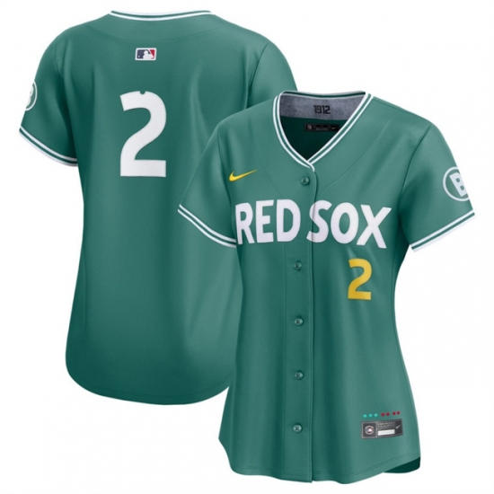 Women's Boston Red Sox #2 Alex Bregman Green 2025 City Connect Limited Stitched Baseball Jersey(Run Small) - Ujersey