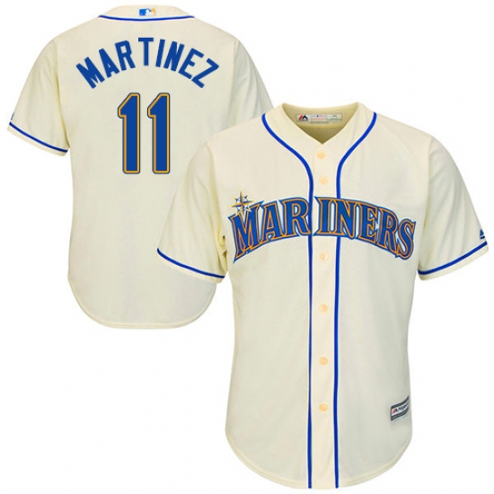 Men's Majestic Seattle Mariners #11 Edgar Martinez Replica Cream Alternate Cool Base MLB Jersey - Ujersey