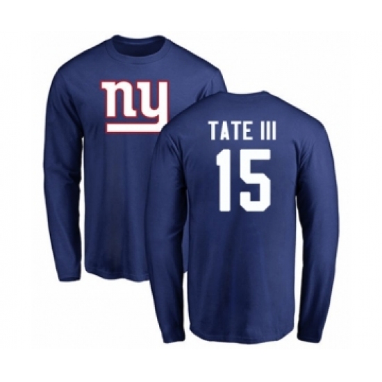 Football New York Giants #15 Golden Tate III Royal Blue Name & Number Logo Long Sleeve T-Shirt - Ujersey