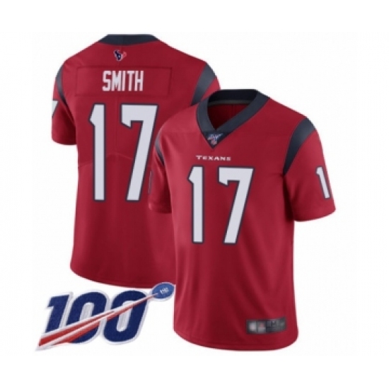 Men's Houston Texans #17 Vyncint Smith Red Alternate Vapor Untouchable Limited Player 100th Season Football Jersey - Ujersey