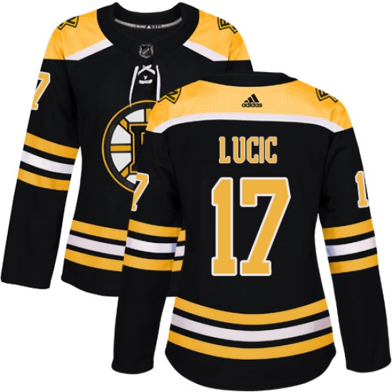 Women's Adidas Boston Bruins #17 Milan Lucic Premier Black Home NHL Jersey - Ujersey
