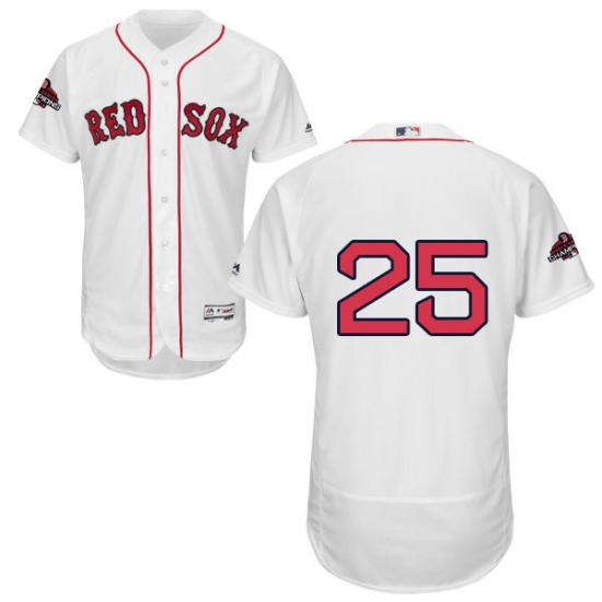 Men's Majestic Boston Red Sox #25 Steve Pearce White Home Flex Base Authentic Collection 2018 World Series Champions MLB Jersey - Ujersey