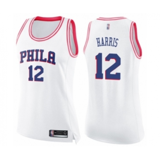 Women's Philadelphia 76ers #12 Tobias Harris Swingman White Pink Fashion Basketball Jersey - Ujersey