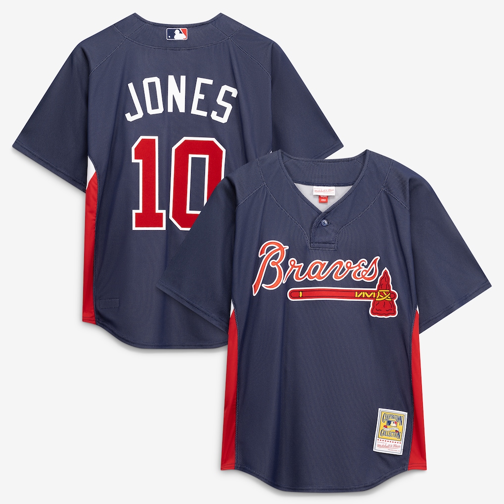 Men's Atlanta Braves Chipper Jones Mitchell & Ness Navy Authentic Batting Practice Jersey - Ujersey