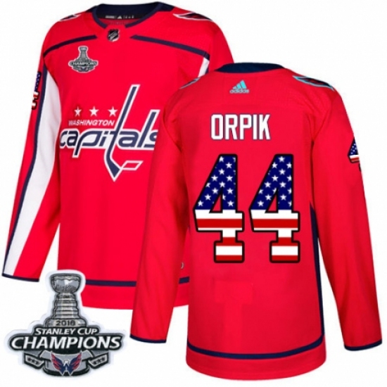 Men's Adidas Washington Capitals #44 Brooks Orpik Authentic Red USA Flag Fashion 2018 Stanley Cup Final Champions NHL Jersey - Ujersey