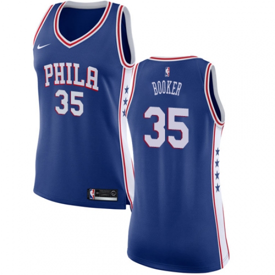Women's Nike Philadelphia 76ers #35 Trevor Booker Swingman Blue NBA Jersey - Icon Edition - Ujersey