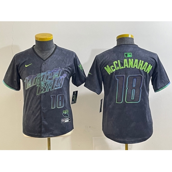 Youth Tampa Bay Rays #18 Shane McClanahan Number Charcoal 2024 City Connect Limited Stitched Jersey - Ujersey