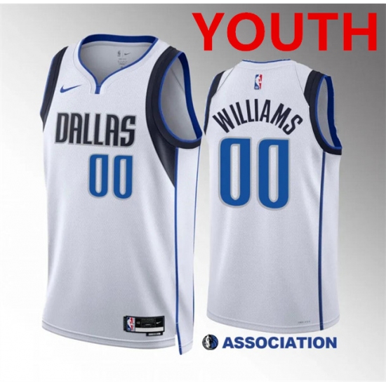 Youth Dallas Mavericks #00 Brandon Williams White Association Edition Stitched Basketball Jersey - Ujersey