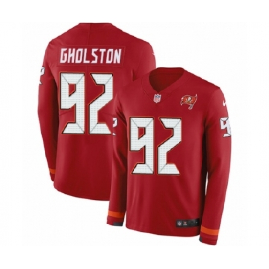 Men's Nike Tampa Bay Buccaneers #92 William Gholston Limited Red Therma Long Sleeve NFL Jersey - Ujersey