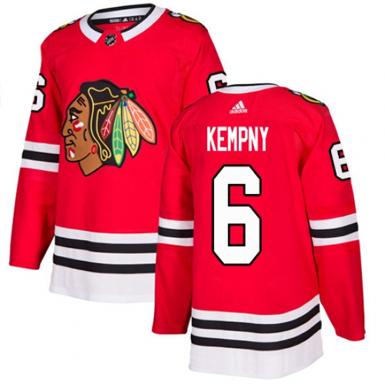 Men's Adidas Chicago Blackhawks #6 Michal Kempny Authentic Red Home NHL Jersey - Ujersey