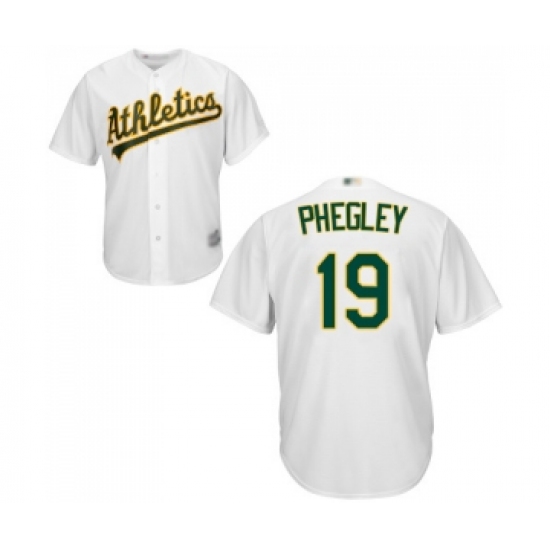 Youth Oakland Athletics #19 Josh Phegley Replica White Home Cool Base Baseball Jersey - Ujersey