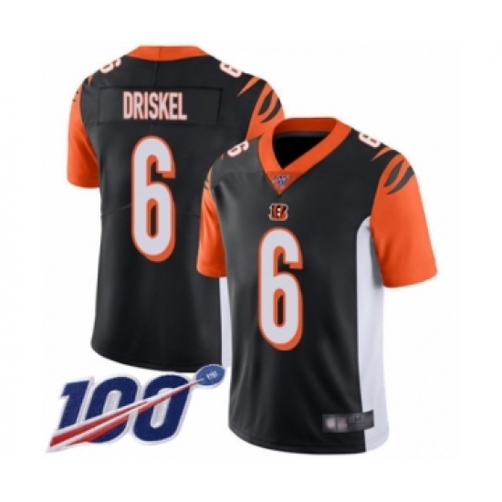 Men's Cincinnati Bengals #6 Jeff Driskel Black Team Color Vapor Untouchable Limited Player 100th Season Football Jersey - Ujersey