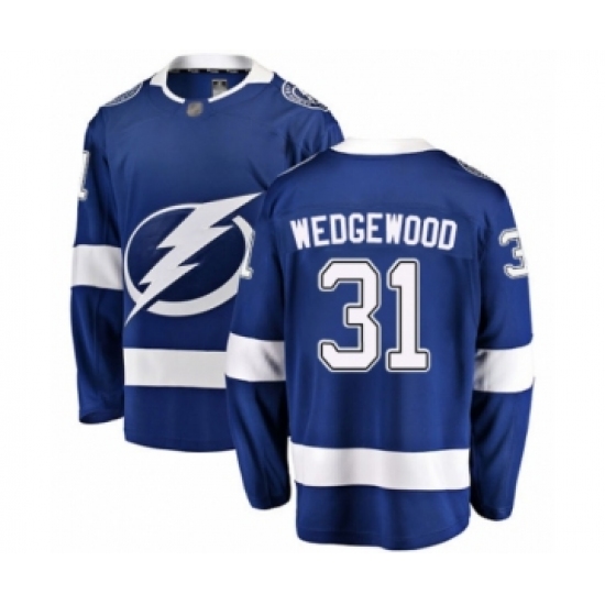 Men's Tampa Bay Lightning #31 Scott Wedgewood Fanatics Branded Blue Home Breakaway Hockey Jersey - Ujersey