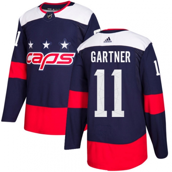 Youth Adidas Washington Capitals #11 Mike Gartner Authentic Navy Blue 2018 Stadium Series NHL Jersey - Ujersey