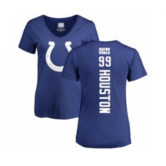 Football Women's Indianapolis Colts #99 Justin Houston Royal Blue Backer T-Shirt - Ujersey