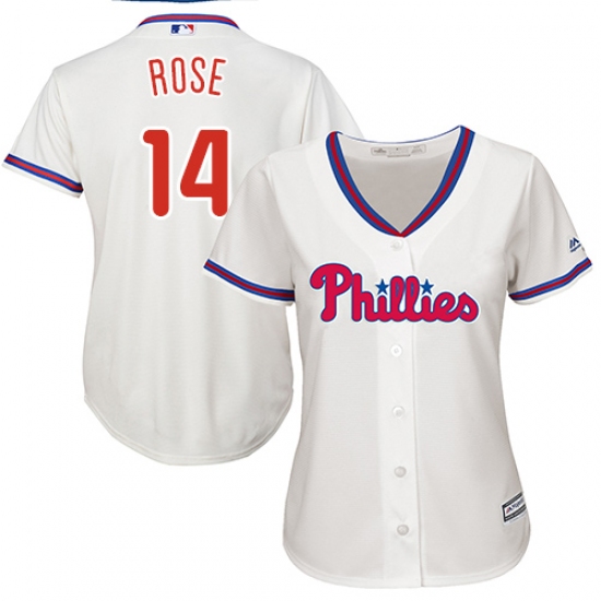 Women's Majestic Philadelphia Phillies #14 Pete Rose Replica Cream Alternate Cool Base MLB Jersey - Ujersey