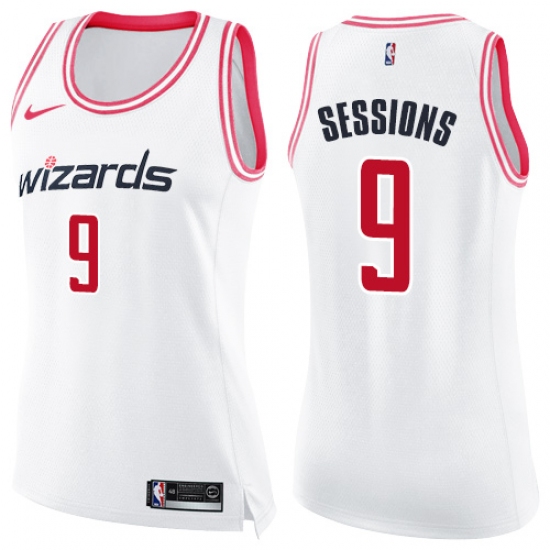 Women's Nike Washington Wizards #9 Ramon Sessions Swingman White/Pink Fashion NBA Jersey - Ujersey