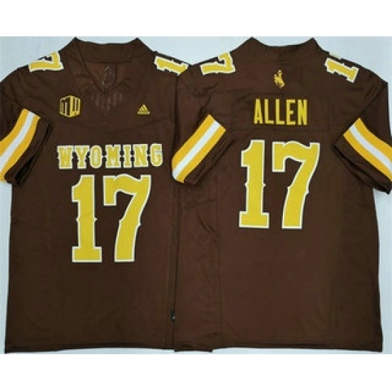Men's Wyoming Cowboys #17 Josh Allen Limited Brown FUSE College Football Jersey - Ujersey