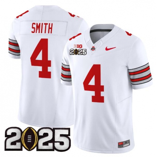 Men's Ohio State Buckeyes #4 Jeremiah Smith White 2025 CFP Final F.U.S.E. Vapor Limited Stitched Football Jersey - Ujersey