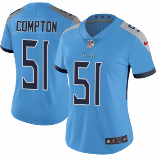 Women's Nike Tennessee Titans #51 Will Compton Light Blue Alternate Vapor Untouchable Limited Player NFL Jersey - Ujersey