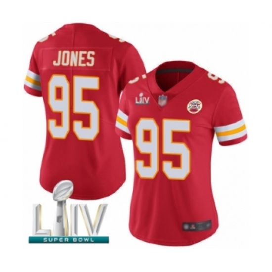 Women's Kansas City Chiefs #95 Chris Jones Red Team Color Vapor Untouchable Limited Player Super Bowl LIV Bound Football Jersey - Ujersey