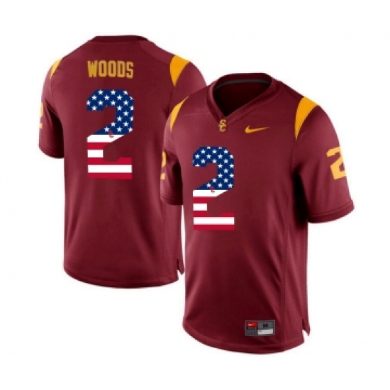 USC Trojans 2 Robert Woods Red USA Flag College Football Jersey - Ujersey