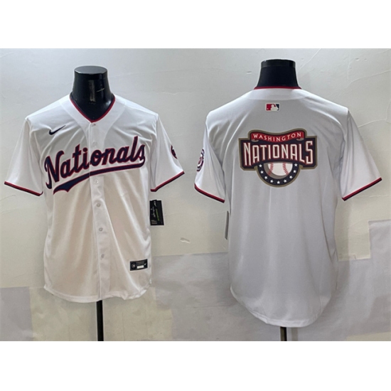 Men's Washington Nationals Team Big Logo White Limited Stitched Baseball Jersey - Ujersey
