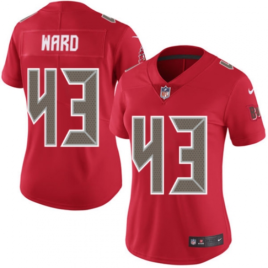 Women's Nike Tampa Bay Buccaneers #43 T.J. Ward Limited Red Rush Vapor Untouchable NFL Jersey - Ujersey
