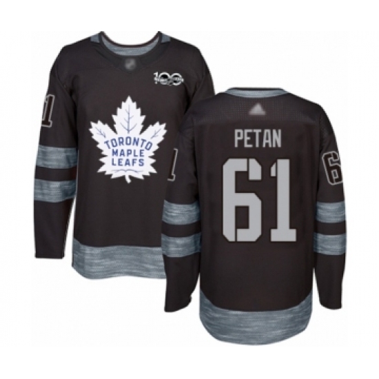 Men's Toronto Maple Leafs #61 Nic Petan Authentic Black 1917-2017 100th Anniversary Hockey Jersey - Ujersey