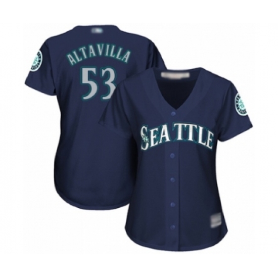 Women's Seattle Mariners #53 Dan Altavilla Authentic Navy Blue Alternate 2 Cool Base Baseball Player Jersey - Ujersey