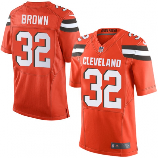 Men's Nike Cleveland Browns #32 Jim Brown Elite Orange Alternate NFL Jersey - Ujersey