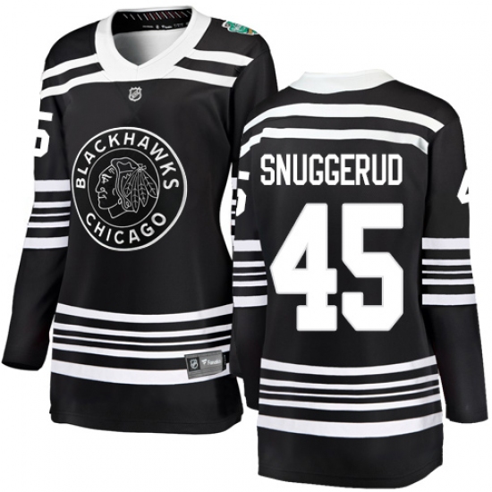 Women's Chicago Blackhawks #45 Luc Snuggerud Black 2019 Winter Classic Fanatics Branded Breakaway NHL Jersey - Ujersey