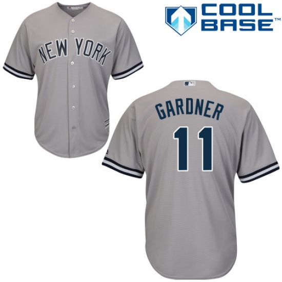 Men's Majestic New York Yankees #11 Brett Gardner Replica Grey Road MLB Jersey - Ujersey