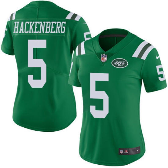 Women's Nike New York Jets #5 Christian Hackenberg Limited Green Rush Vapor Untouchable NFL Jersey - Ujersey
