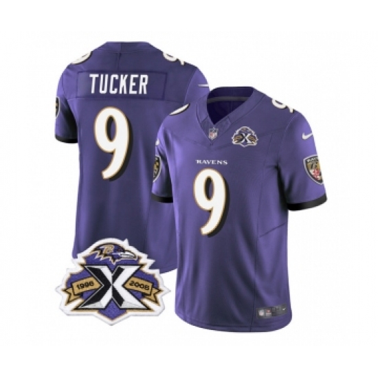 Men's Nike Baltimore Ravens #9 Justin Tucker Purple 2023 F.U.S.E Throwback Vapor Limited Stitched Jersey - Ujersey