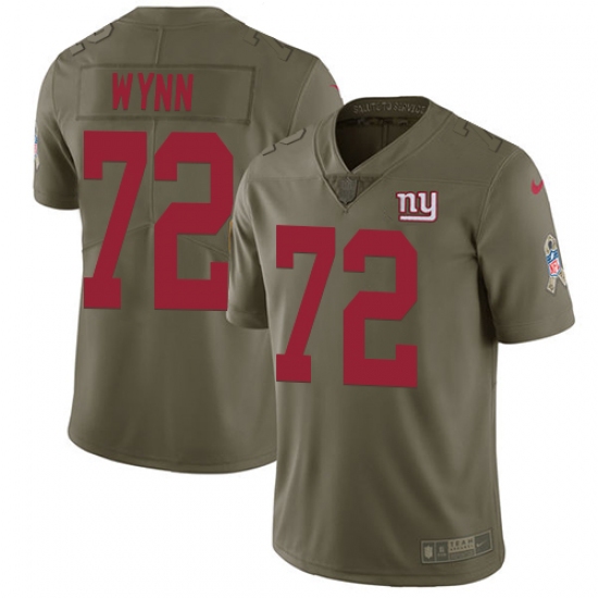 Men's Nike New York Giants #72 Kerry Wynn Limited Olive 2017 Salute to Service NFL Jersey - Ujersey