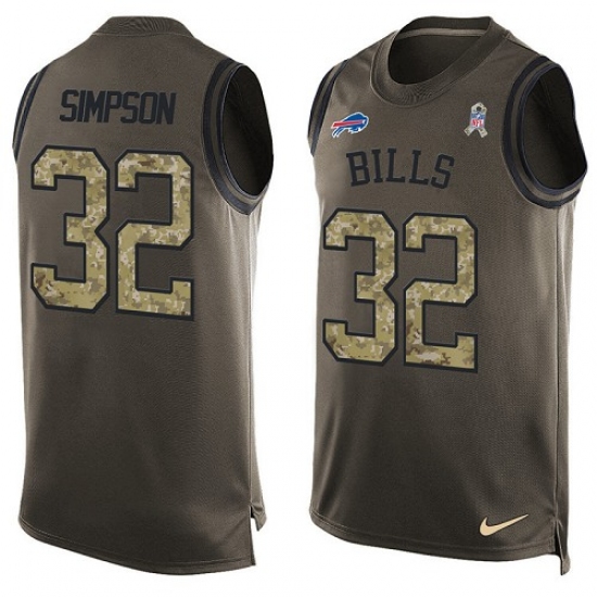 Men's Nike Buffalo Bills #32 O. J. Simpson Limited Green Salute to Service Tank Top NFL Jersey - Ujersey